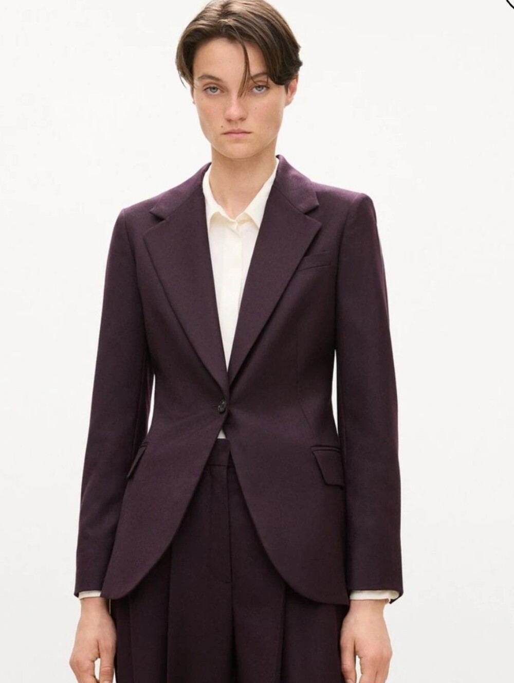 Theory Women’s Plum Wool Blend Single-Button Tailored Blazer